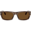 PO3398S, Striped Brown/Brown Polarised Glass Lenses 55 Eye Size