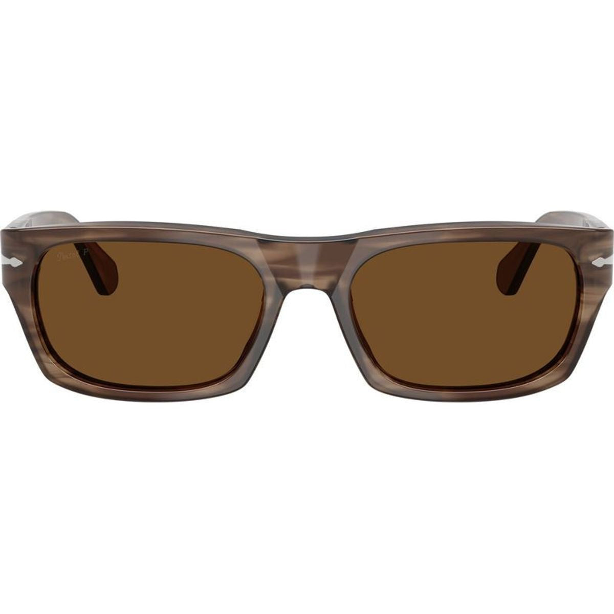 PO3398S, Striped Brown/Brown Polarised Glass Lenses 55 Eye Size