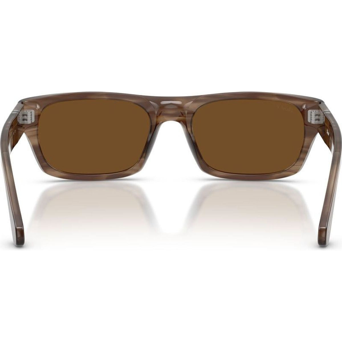 PO3398S, Striped Brown/Brown Polarised Glass Lenses 55 Eye Size