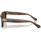 PO3398S, Striped Brown/Brown Polarised Glass Lenses 55 Eye Size