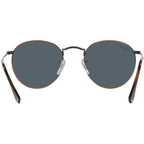 Round Metal RB3447, Antique Copper/Blue Glass Lenses 50 Eye Size