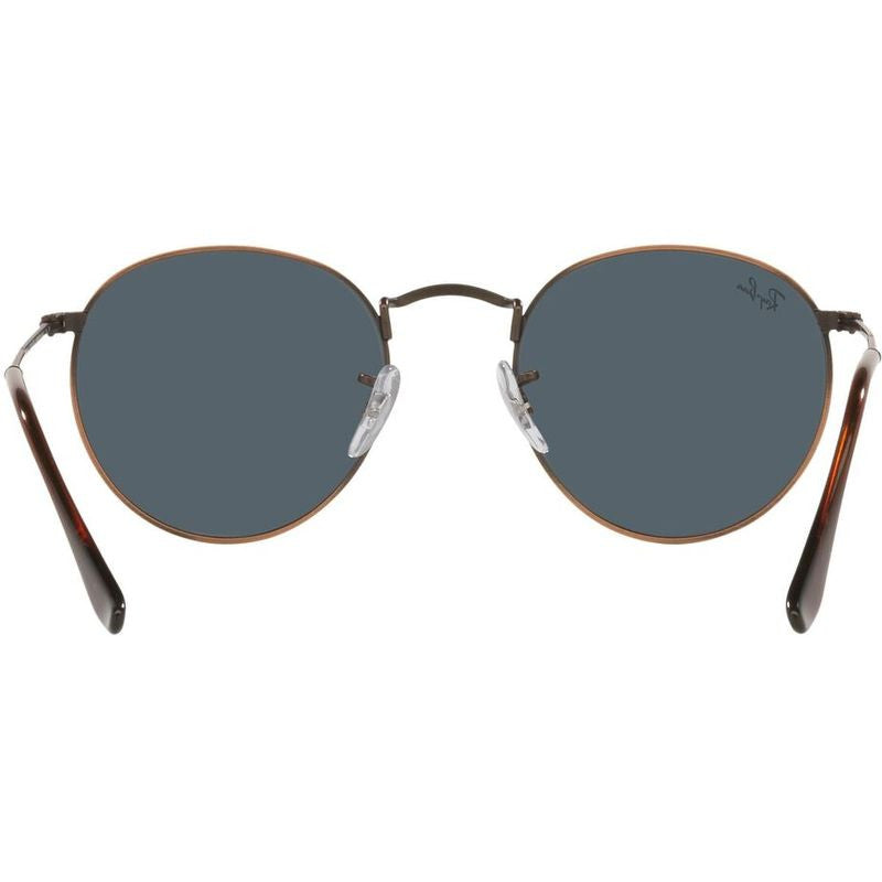 Round Metal RB3447, Antique Copper/Blue Glass Lenses 50 Eye Size