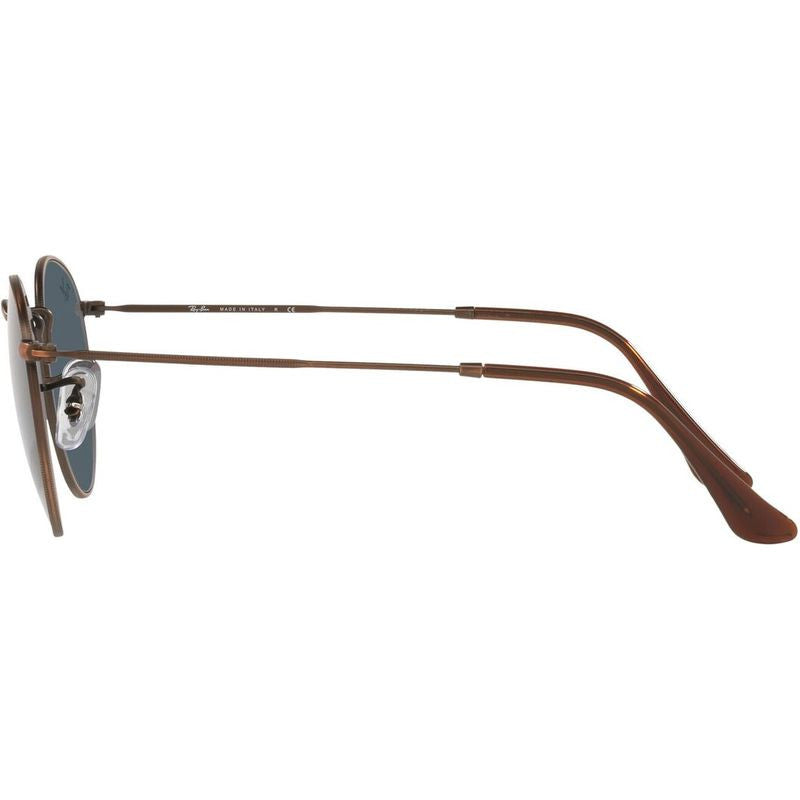 Round Metal RB3447, Antique Copper/Blue Glass Lenses 50 Eye Size