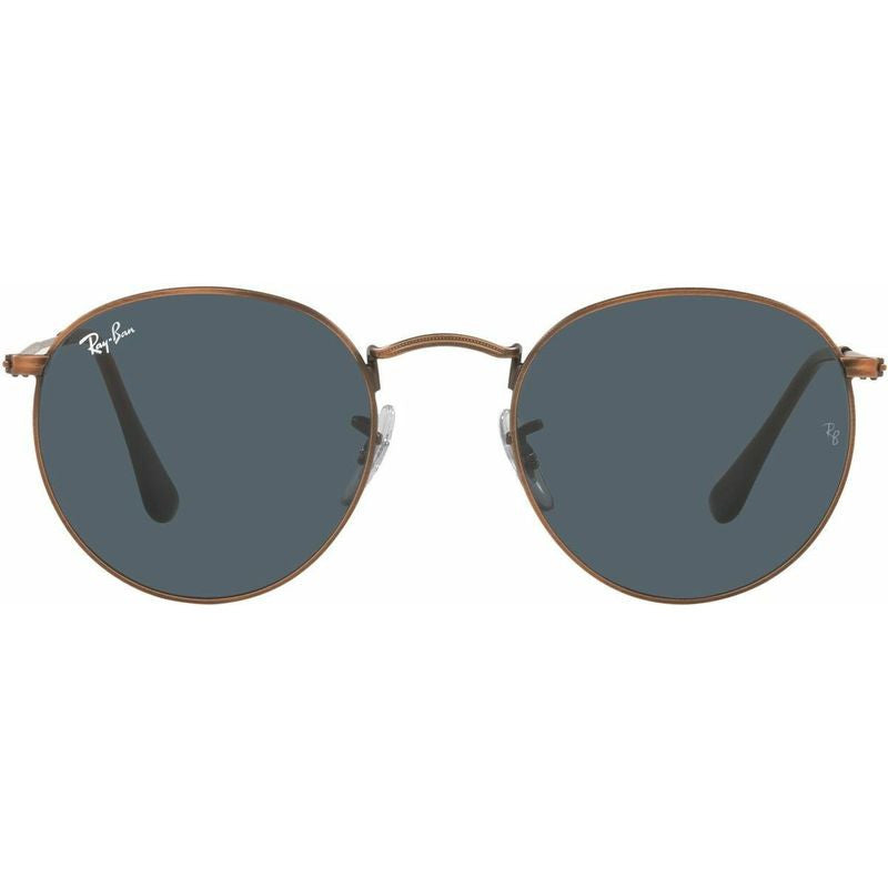Round Metal RB3447, Antique Copper/Blue Glass Lenses 50 Eye Size