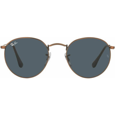 Round Metal RB3447, Antique Copper/Blue Glass Lenses 50 Eye Size