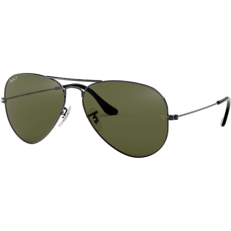 Aviator Classic RB3025, Gunmetal/Green Glass Polarised Lenses 58 Eye Size