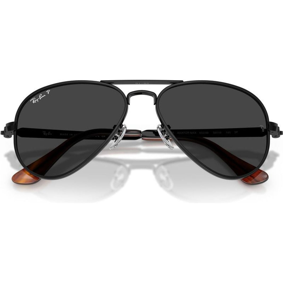 Aviator Max RB3925, Black/Black Polarised Glass Lenses 62 Eye Size