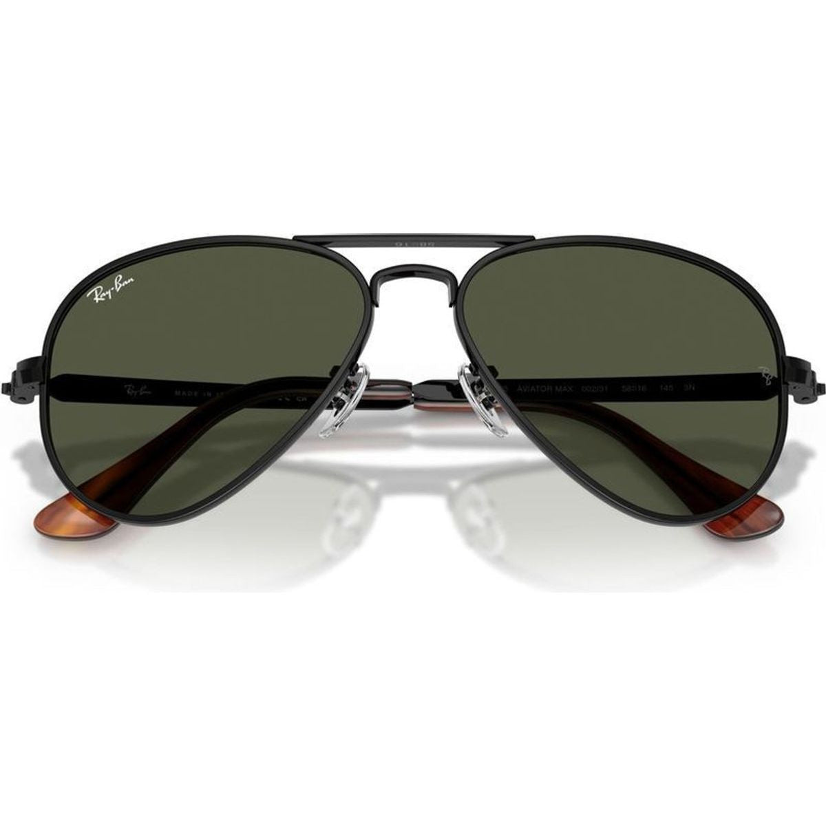 Aviator Max RB3925, Black/Green Glass Lenses 58 Eye Size