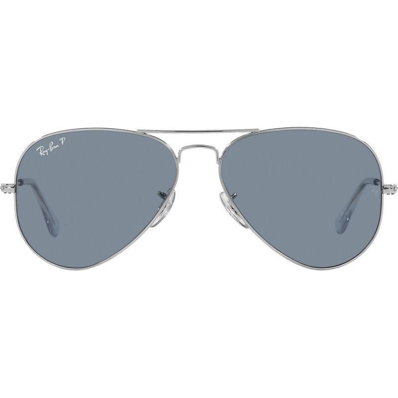 Aviator Classic RB3025, Silver/Blue Glass Polarised Lenses 58 Eye Size