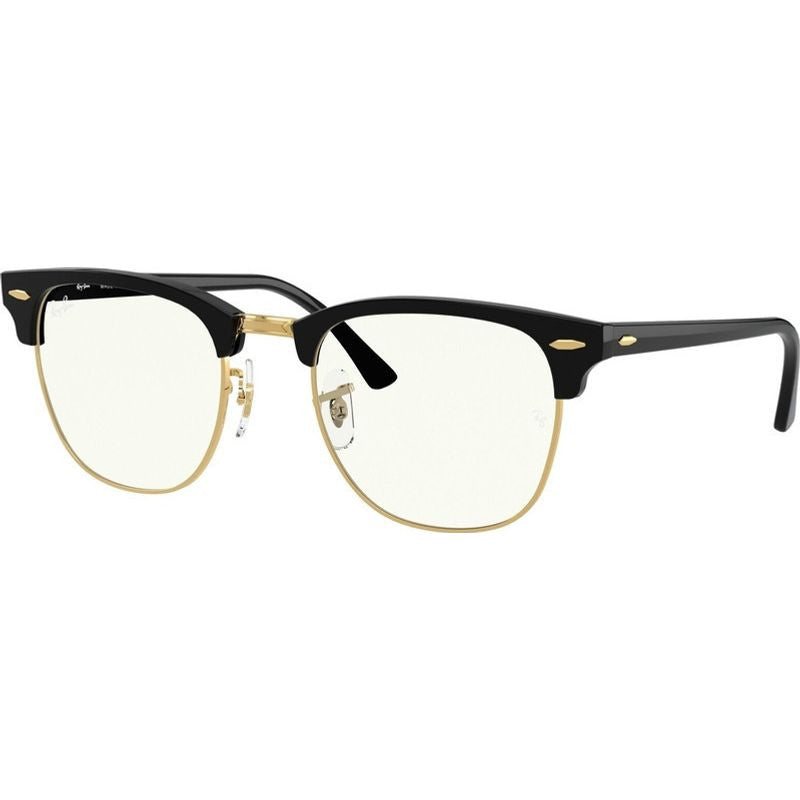 Clubmaster Classic RB3016, Black/Clear Blue Light Lenses 51 Eye Size