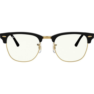 Clubmaster Classic RB3016, Black/Clear Blue Light Lenses 51 Eye Size