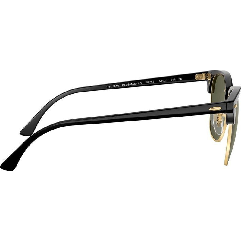 Clubmaster Classic RB3016, Black/Green Glass Lenses 51 Eye Size