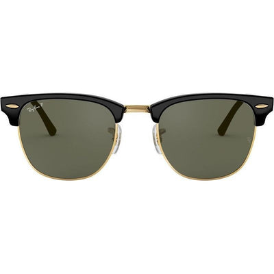 Clubmaster Classic RB3016, Black/Green Polarised Glass Lenses 55 Eye Size