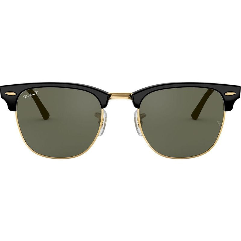 Clubmaster Classic RB3016, Black/Green Glass Polarised Lenses 51 Eye Size