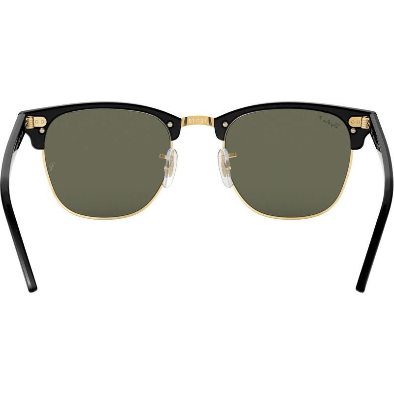 Clubmaster Classic RB3016, Black/Green Glass Polarised Lenses 51 Eye Size