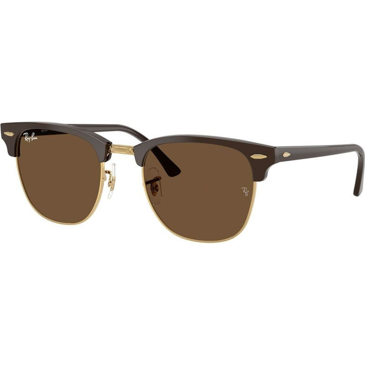 Clubmaster Classic RB3016, Brown on Gold/Dark Brown Glass Lenses 51 Eye Size