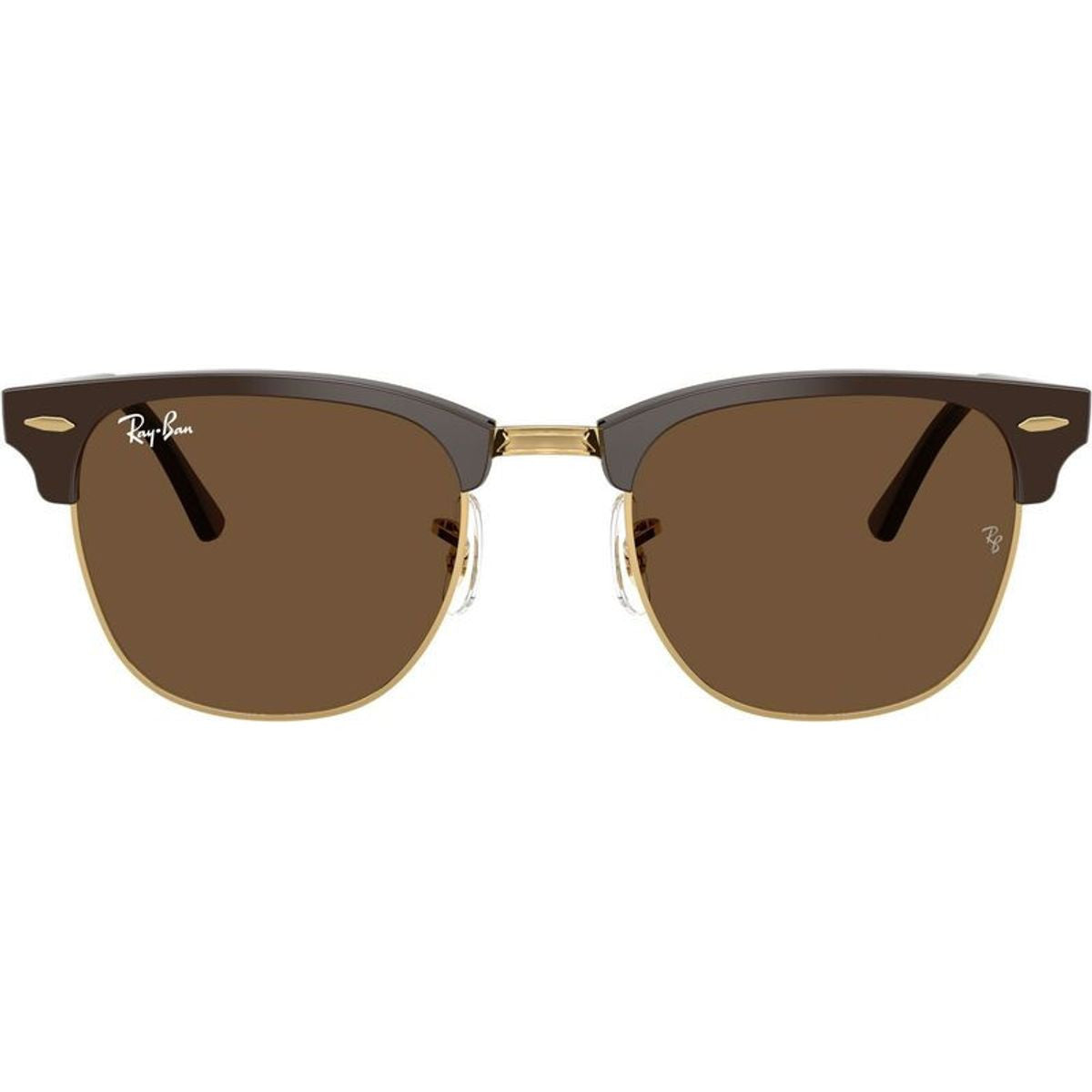 Clubmaster Classic RB3016, Brown on Gold/Dark Brown Glass Lenses 51 Eye Size
