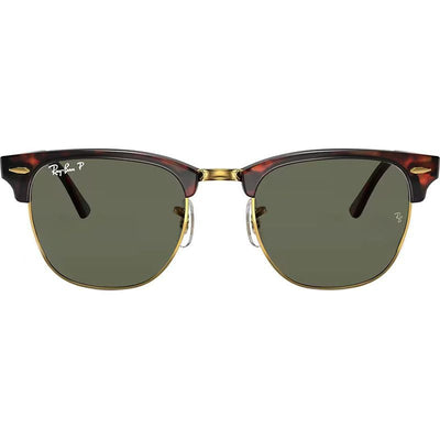 Clubmaster Classic RB3016, Red Havana/Green Glass Polarised Lenses 55 Eye Size