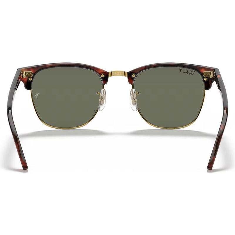 Clubmaster Classic RB3016, Red Havana/Green Glass Polarised Lenses 55 Eye Size
