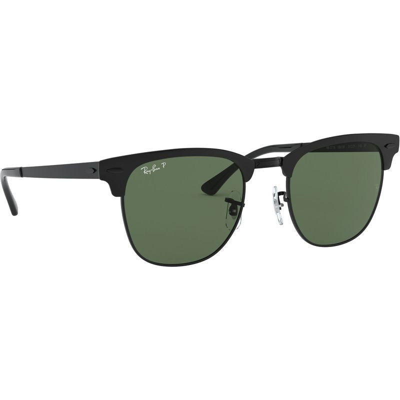 Clubmaster Metal RB3716, Matte Black/Green Polarised Glass Lenses