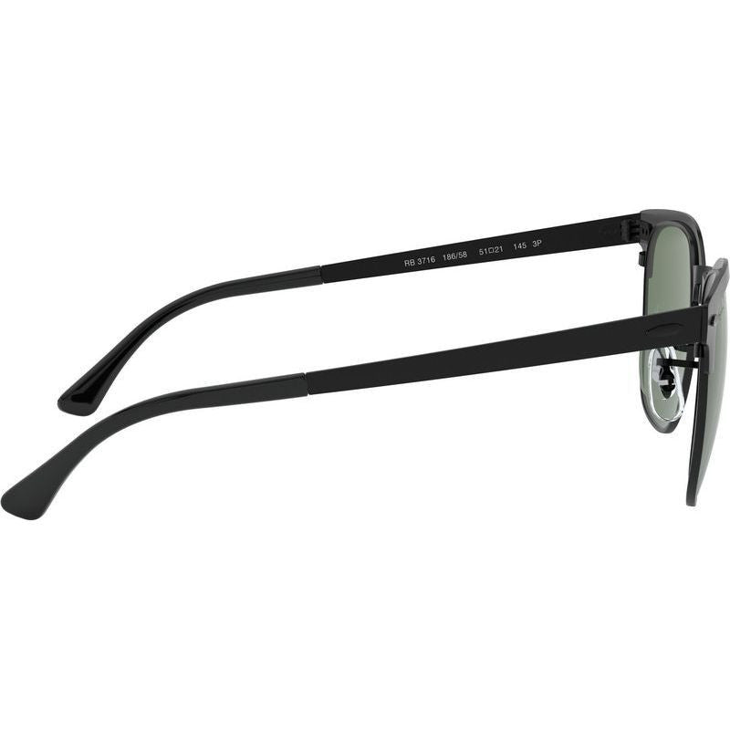 Clubmaster Metal RB3716, Matte Black/Green Polarised Glass Lenses