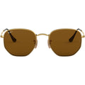 Hexagonal Flat RB3548N, Gold/Brown Polarised Glass Lenses 54 Eye Size