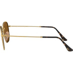 Hexagonal Flat RB3548N, Gold/Brown Polarised Glass Lenses 54 Eye Size