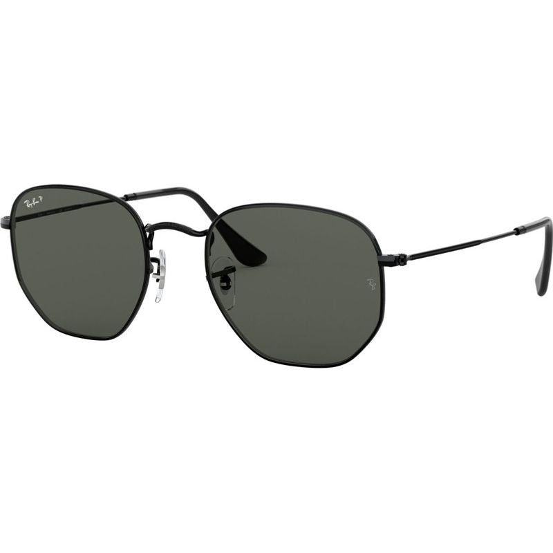 Hexagonal Flat RB3548N, Black/Green Polarised Glass Lenses 51 Eye Size