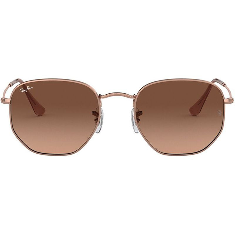 Hexagonal Flat RB3548N, Copper/Brown Gradient Glass Lenses 51 Eye Size