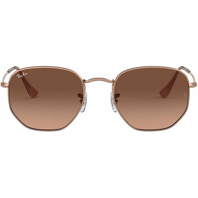 Hexagonal Flat RB3548N, Copper/Brown Gradient Glass Lenses 54 Eye Size