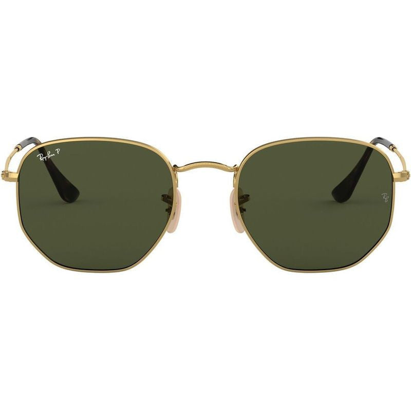 Hexagonal Flat RB3548N, Gold/Green Polarised Glass Lenses 51 Eye Size