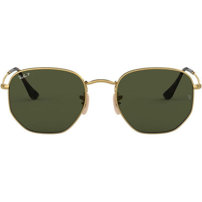 Hexagonal Flat RB3548N, Gold/Green Polarised Glass Lenses 51 Eye Size