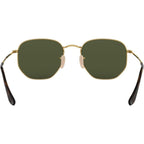 Hexagonal Flat RB3548N, Gold/Green Polarised Glass Lenses 51 Eye Size