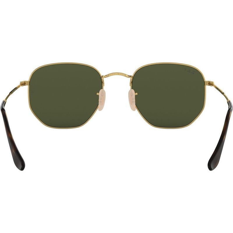 Hexagonal Flat RB3548N, Gold/Green Polarised Glass Lenses 51 Eye Size