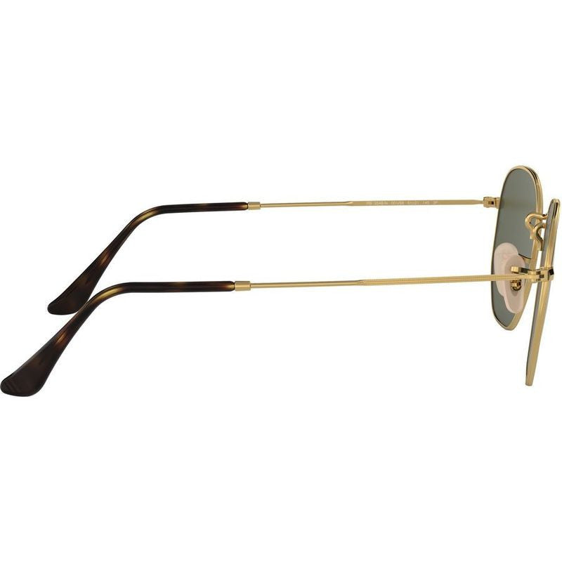 Hexagonal Flat RB3548N, Gold/Green Polarised Glass Lenses 51 Eye Size