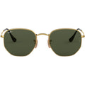Hexagonal Flat RB3548N, Gold/Green Glass Lenses 51 Eye Size