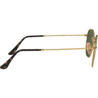 Hexagonal Flat RB3548N, Gold/Green Glass Lenses 51 Eye Size