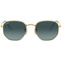 Hexagonal Flat RB3548N, Gold/Blue Gradient Glass Lenses 51 Eye Size