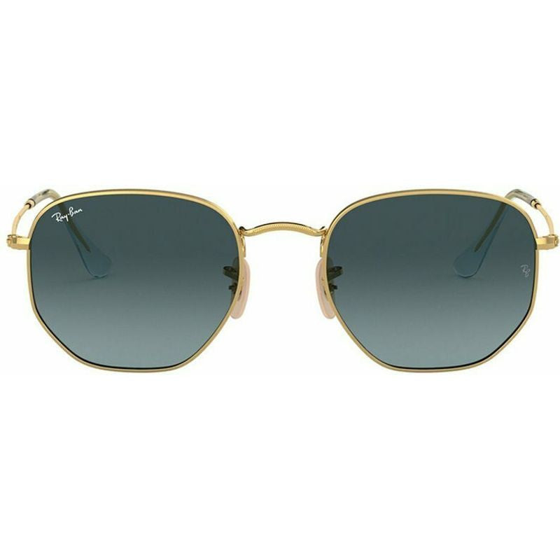 Hexagonal Flat RB3548N, Gold/Blue Gradient Glass Lenses 51 Eye Size