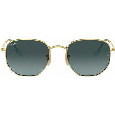 Hexagonal Flat RB3548N, Gold/Blue Gradient Glass Lenses 51 Eye Size