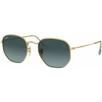 Hexagonal Flat RB3548N, Gold/Blue Gradient Glass Lenses 51 Eye Size