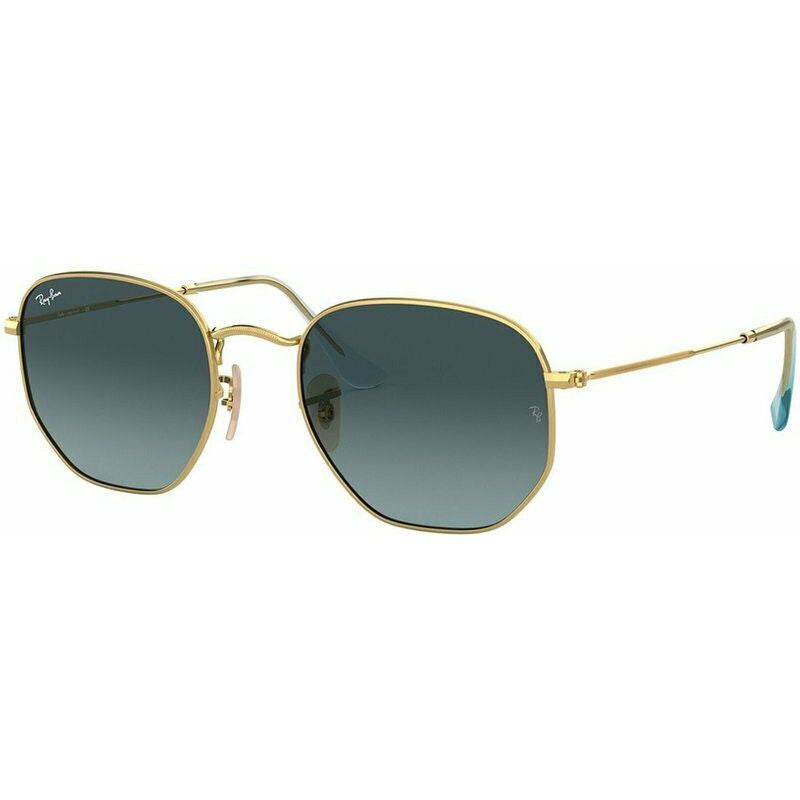 Hexagonal Flat RB3548N, Gold/Blue Gradient Glass Lenses 51 Eye Size
