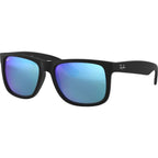 Justin Classic RB4165, Black Rubber/Blue Mirror Lenses 55 Eye Size