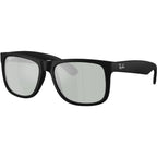 Justin Classic RB4165, Rubber Black/Green Silver Mirror Polarised Lenses 55 Eye Size