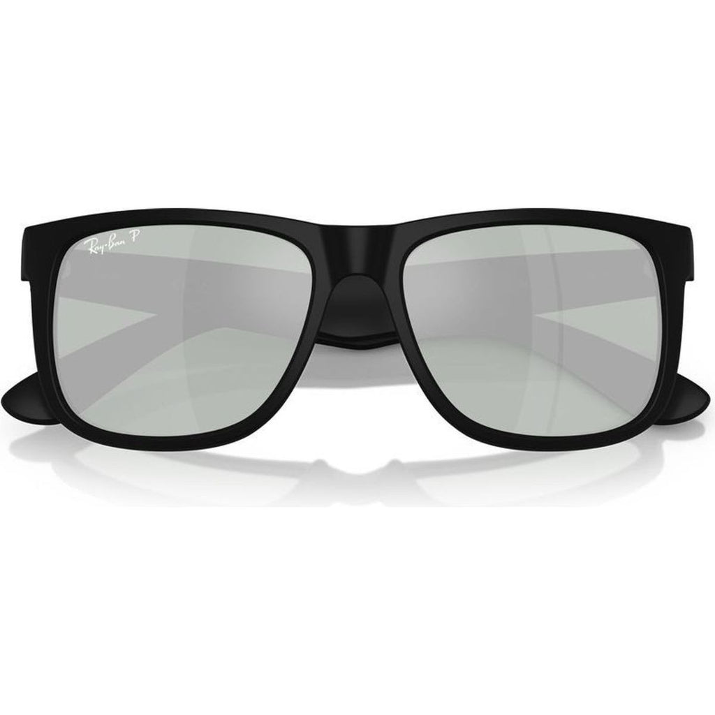 Justin Classic RB4165, Rubber Black/Green Silver Mirror Polarised Lenses 51 Eye Size