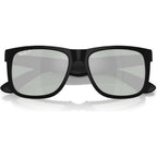 Justin Classic RB4165, Rubber Black/Green Silver Mirror Polarised Lenses 55 Eye Size