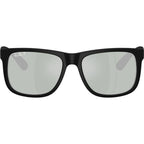 Justin Classic RB4165, Rubber Black/Green Silver Mirror Polarised Lenses 55 Eye Size