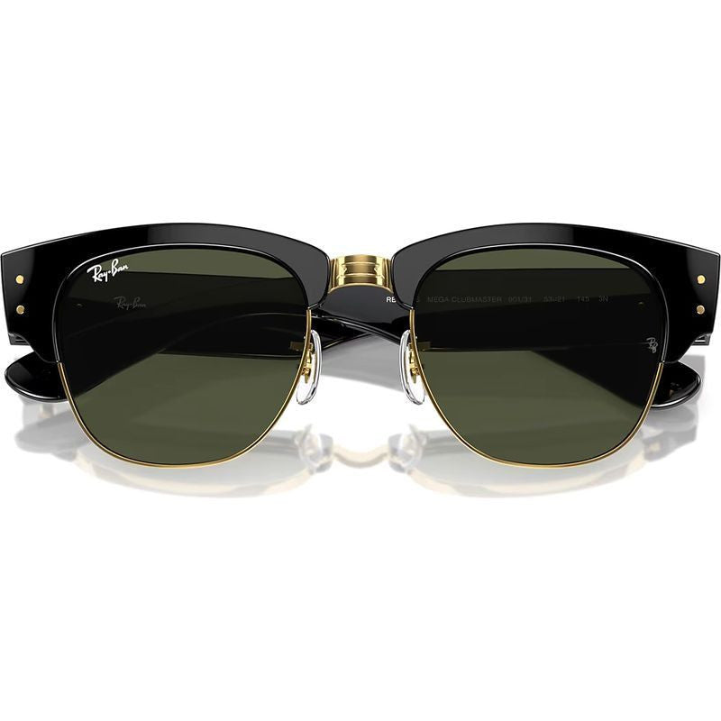 Mega Clubmaster RB0316S, Black on Arista/Green Glass Lenses 53 Eye Size