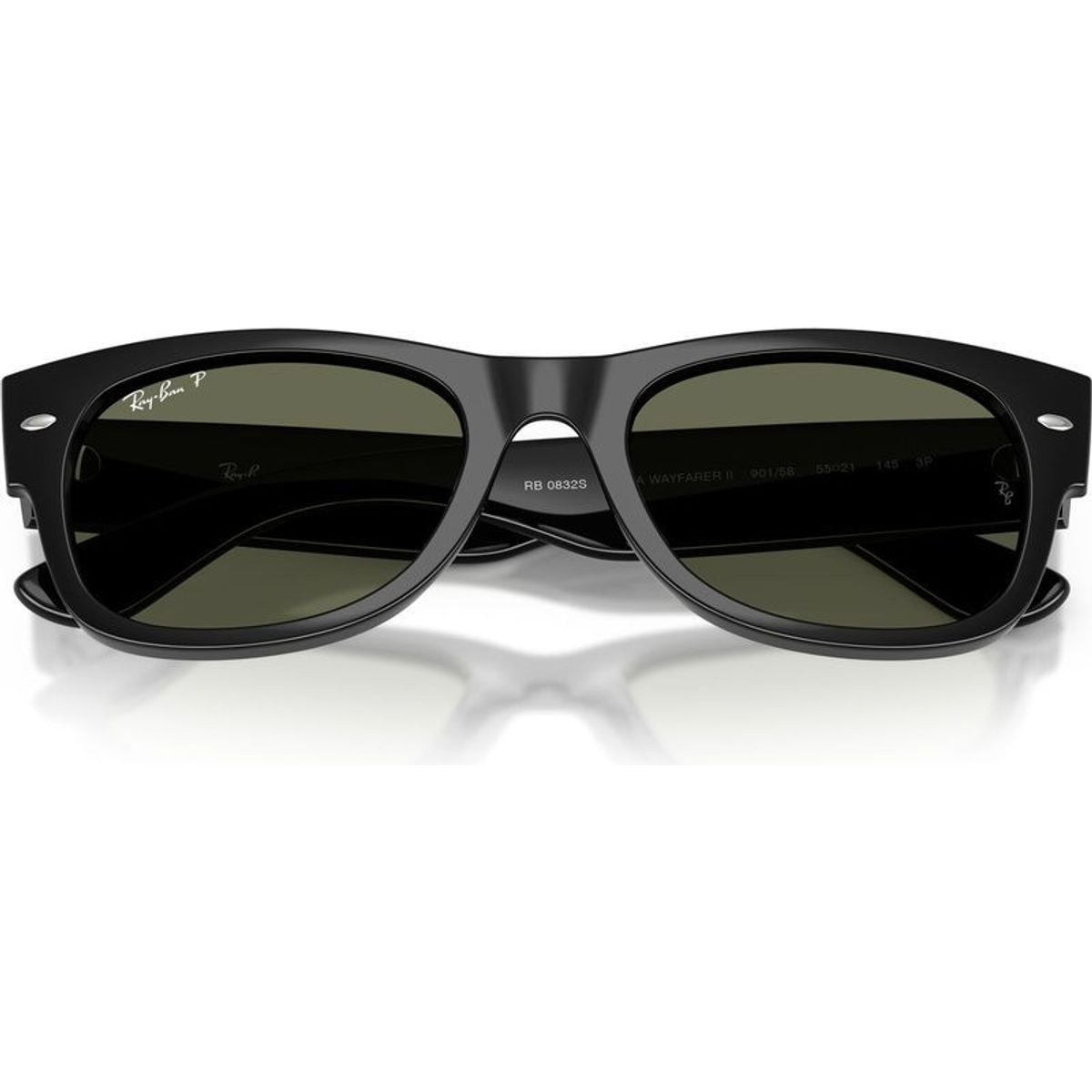Mega Wayfarer II RB0832S, Black/Green Polarised Glass Lenses