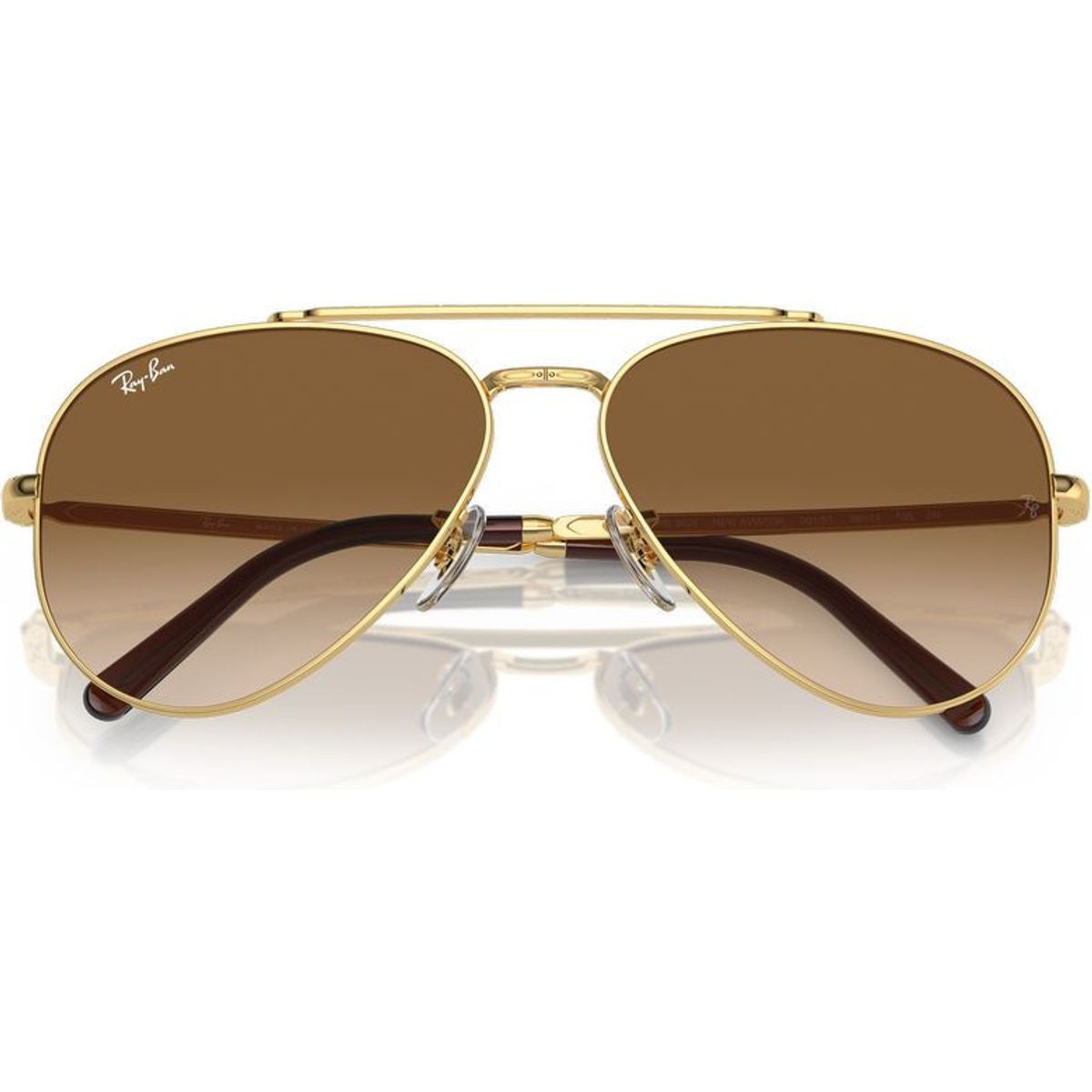 New Aviator RB3625, Gold/Brown Clear Gradient Glass Lenses 62 Eye Size